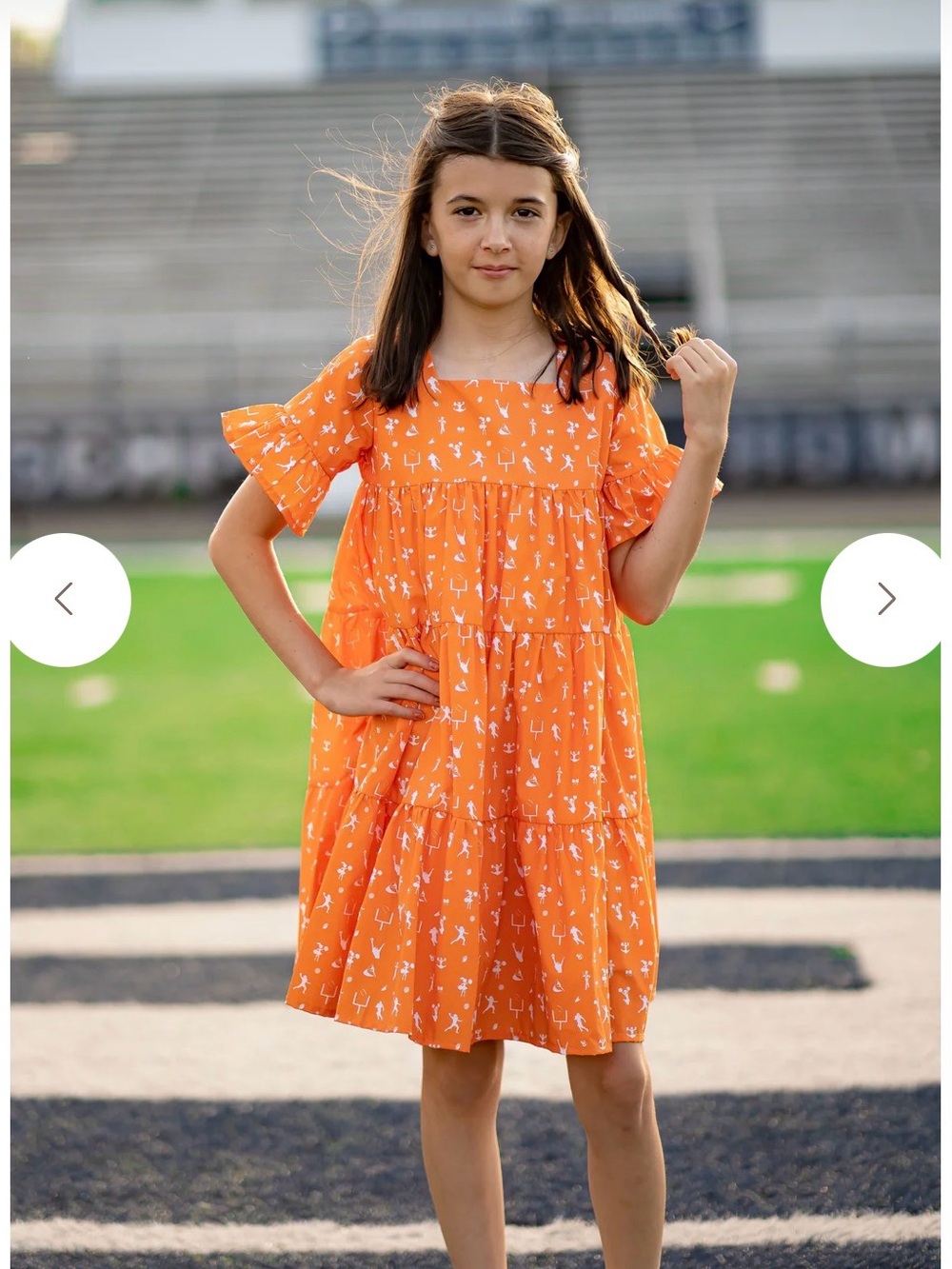 The Yellow Lamb Girls Game Day Orange & White Dress